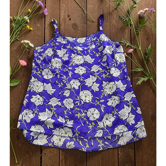 Cabi Purple Floral Sleeveless Blouse Sz XL Long Layered Top Adjustable Straps - Picture 6 of 6